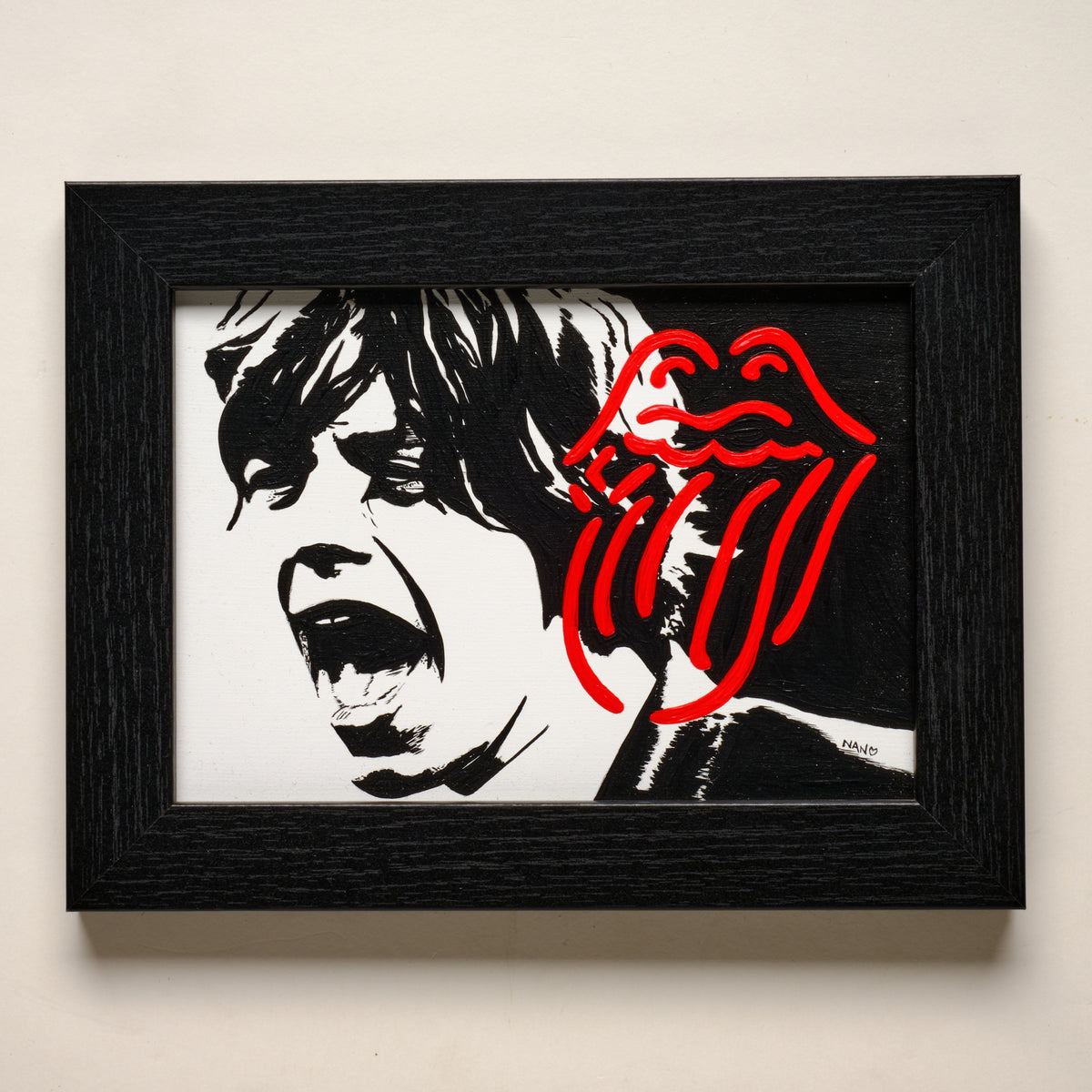 It’s Only Rock ’n’ Roll (Mick Jagger) – 5"×7" FRAMED ORIGINAL PAINTING