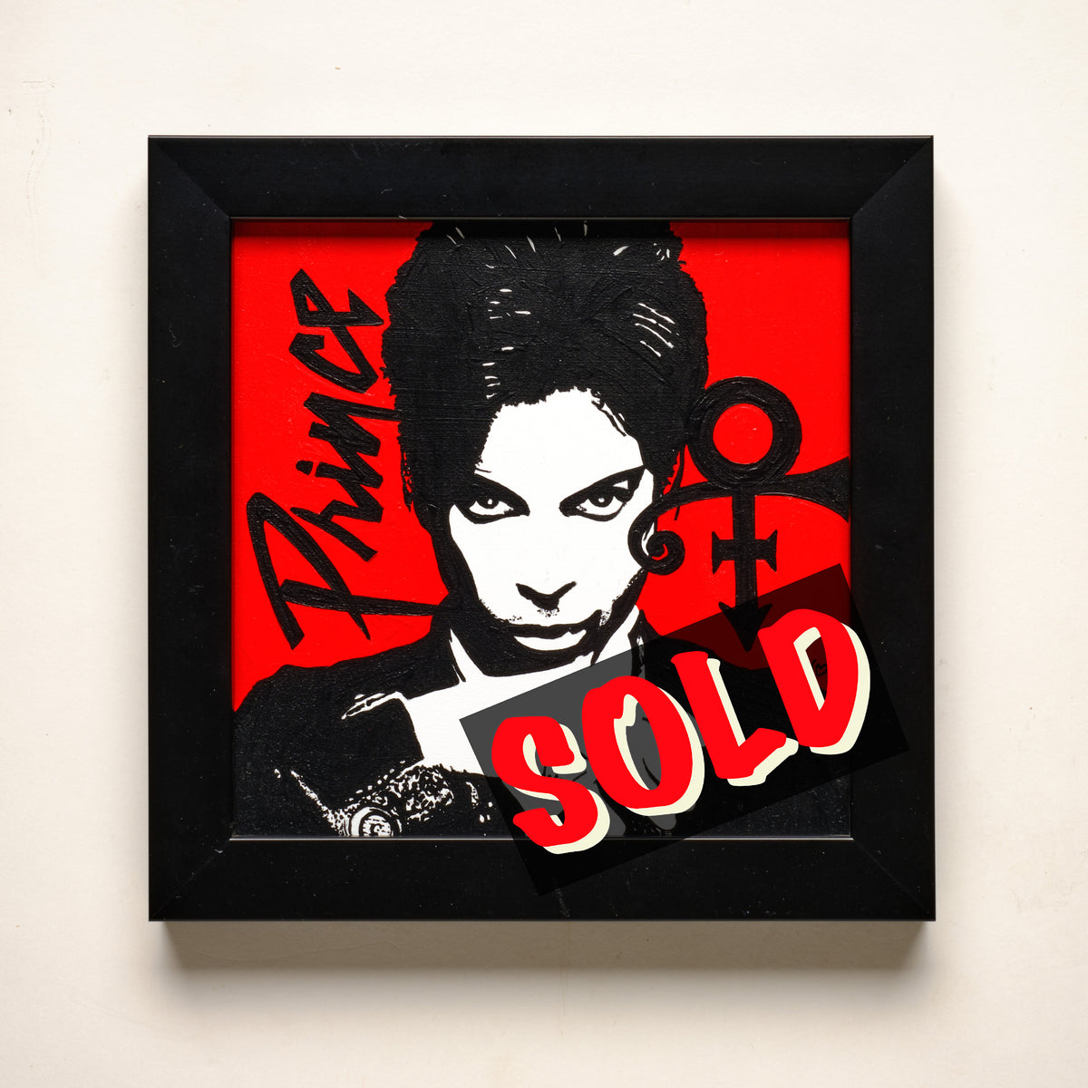 Raspberry Beret (Prince) – 6"×6" FRAMED ORIGINAL PAINTING
