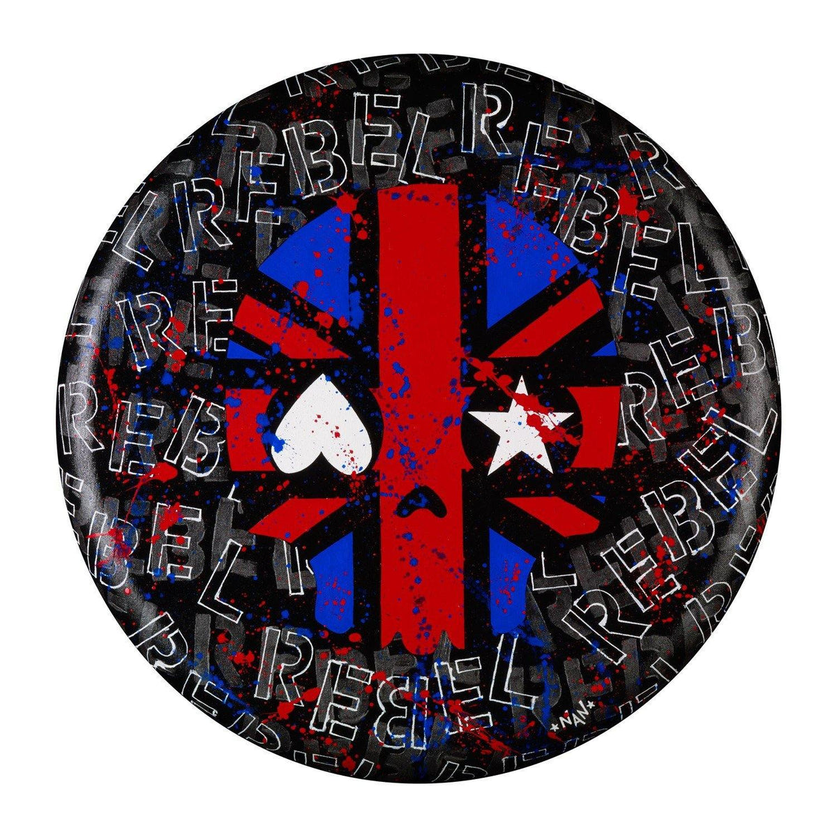 Rebel Union Jack 20&quot; Round - Original | Fine Art and Limited Edition Prints | The Art Of Nan Coffey