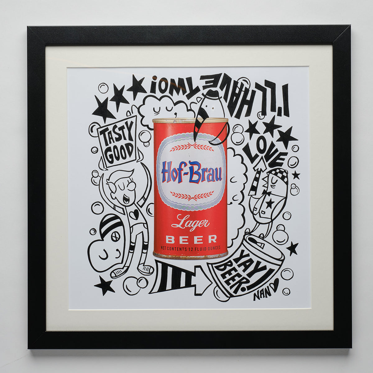 Hof-Brau Beer Can Mixed Media on Paper