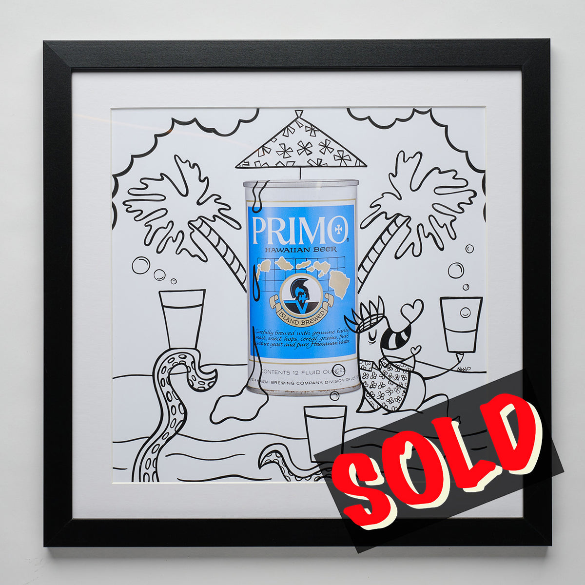 Primo Beer Can Mixed Media on Paper