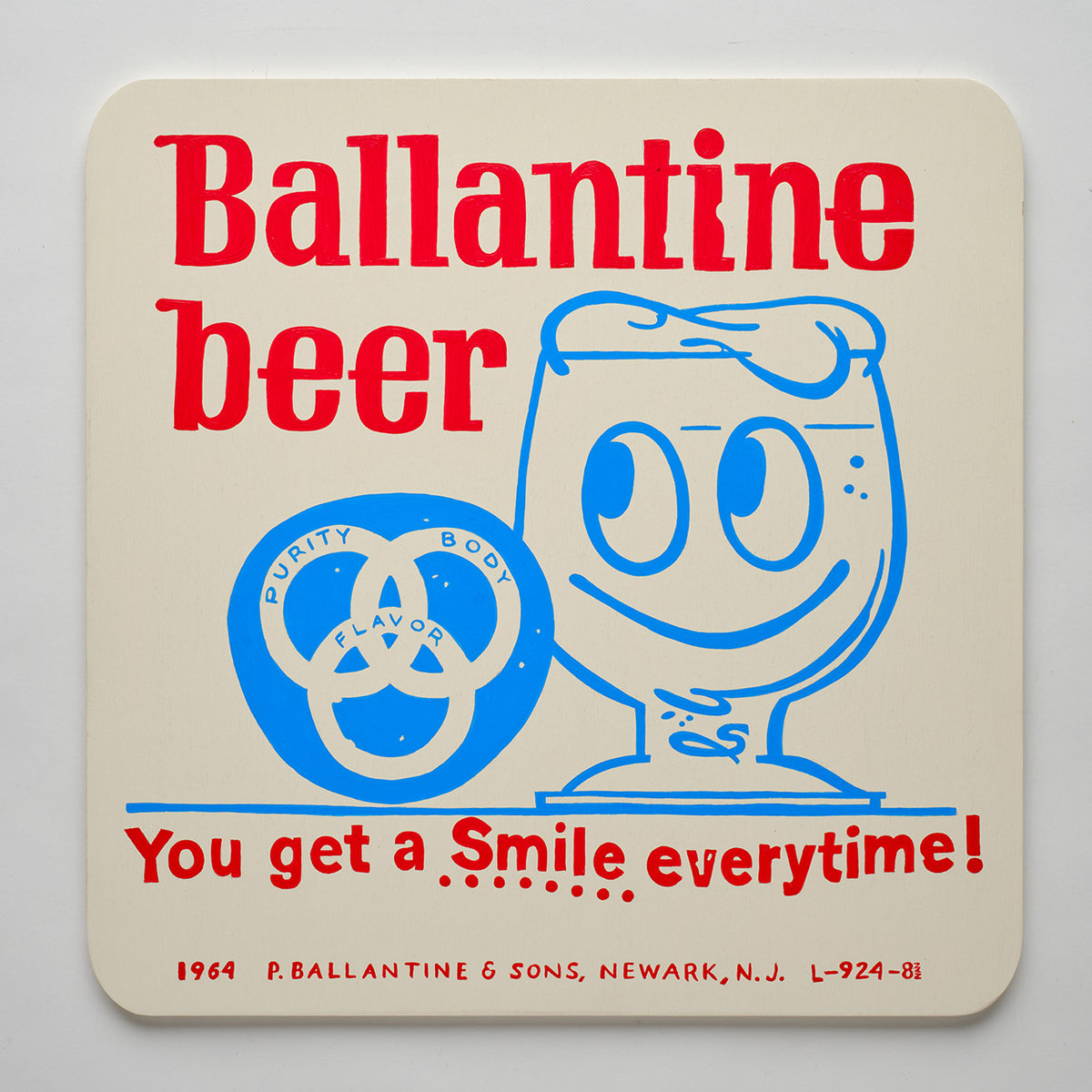 Oversized, Nan-Painted Ballantine Beer Coaster