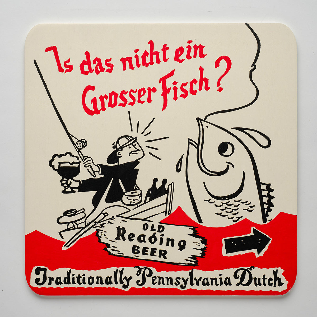 Oversized, Nan-Painted Old Reading Beer Coaster - Square