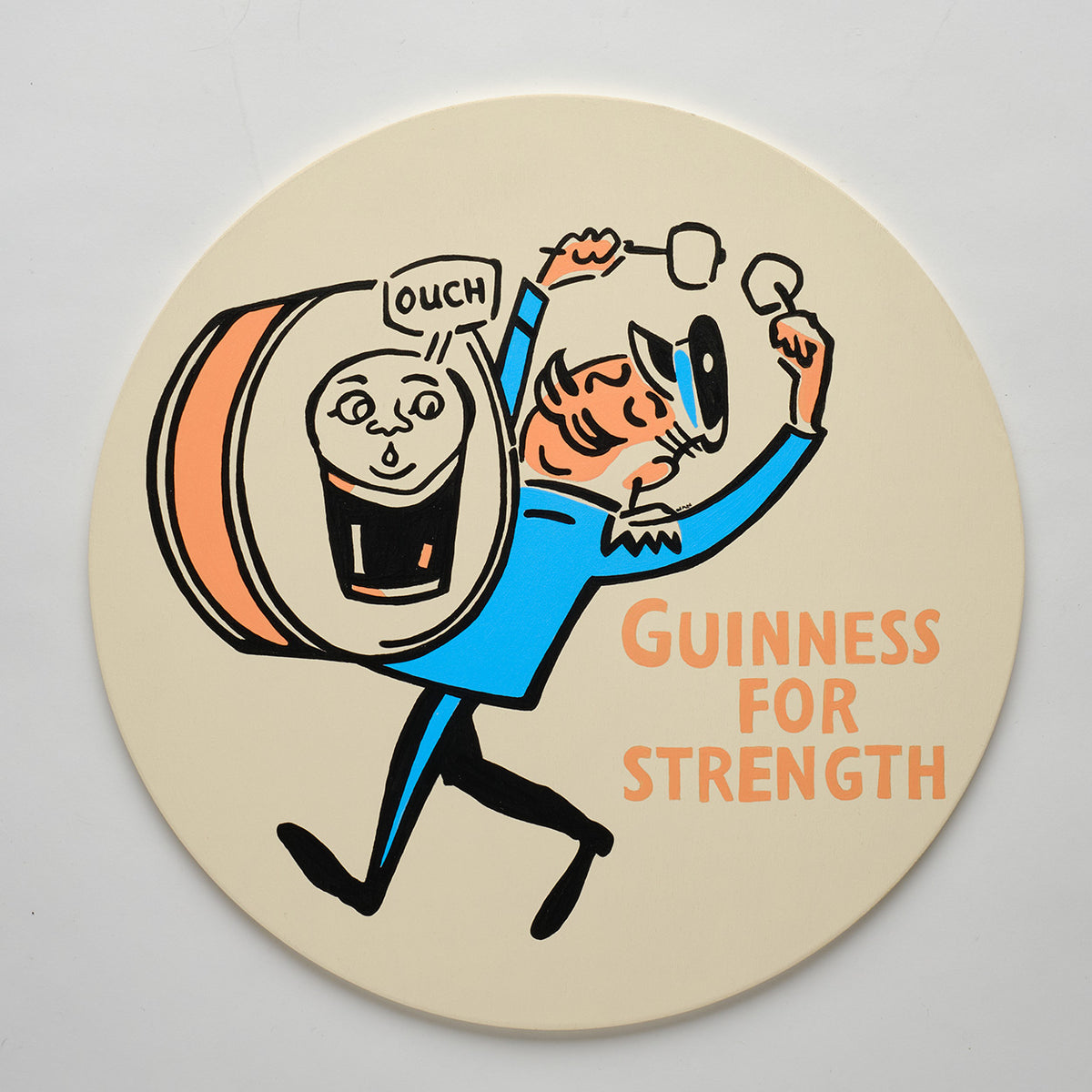 Oversized, Nan-Painted Guinness Beer Coaster