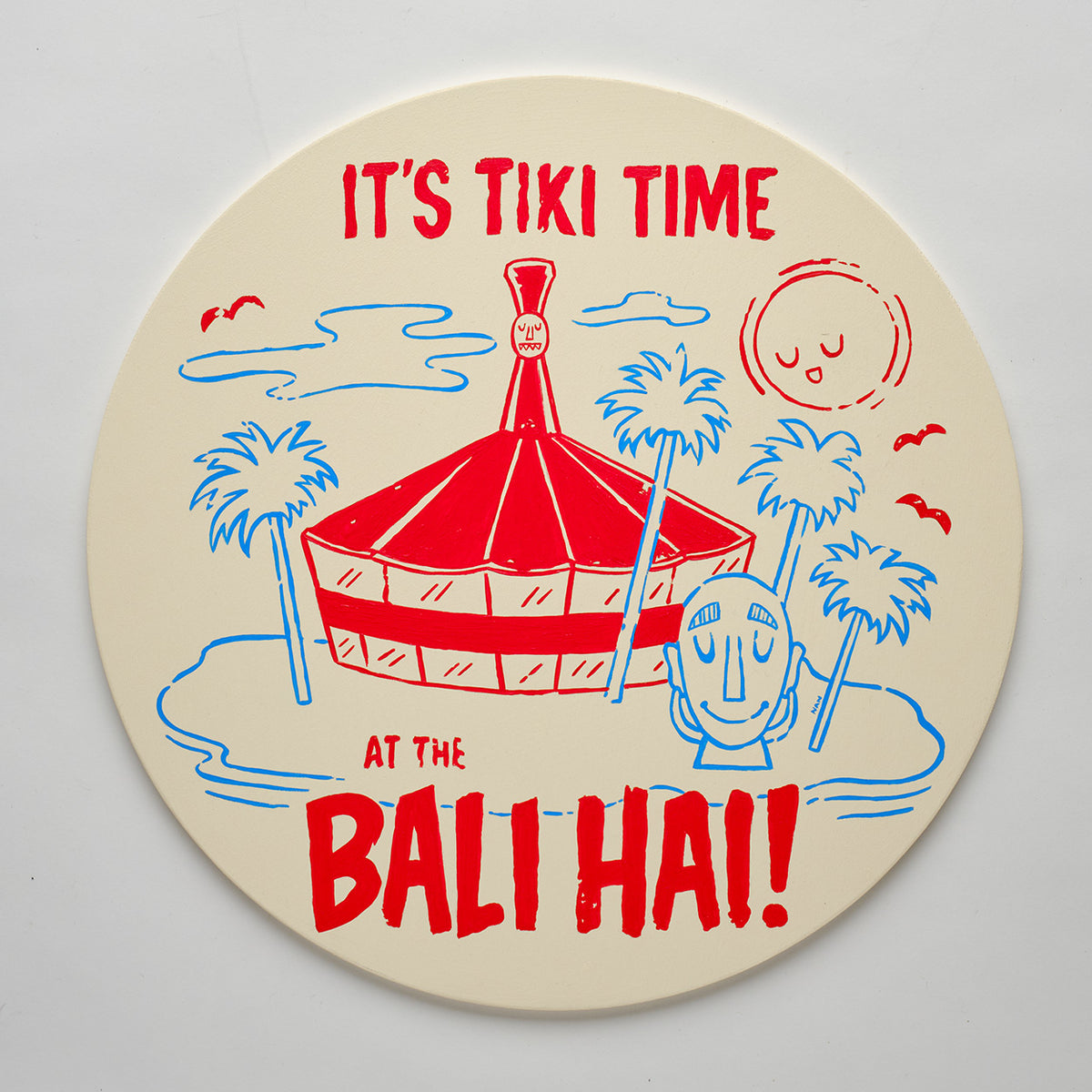 Oversized, Nan-Painted Bali Hai Cocktail Coaster
