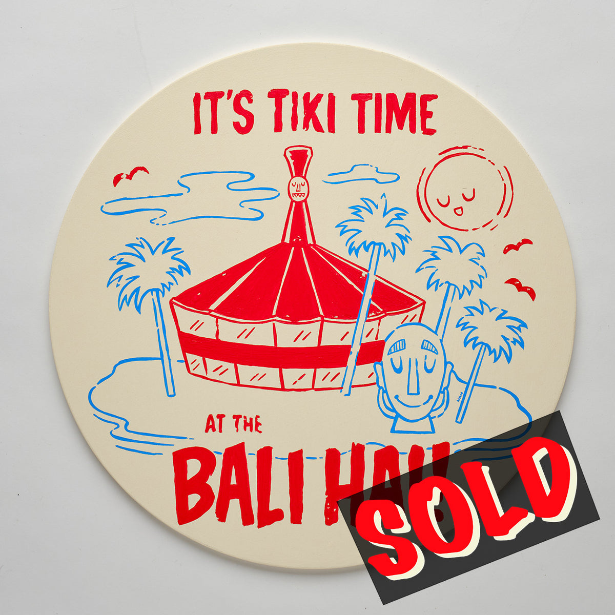 Oversized, Nan-Painted Bali Hai Cocktail Coaster