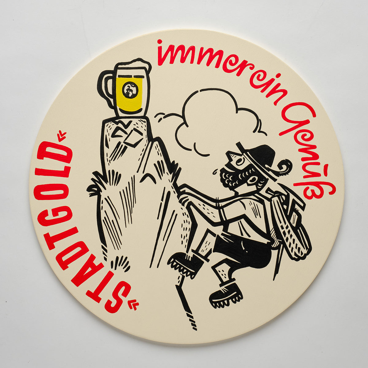 Oversized, Nan-Painted Stadtgold Beer Coaster