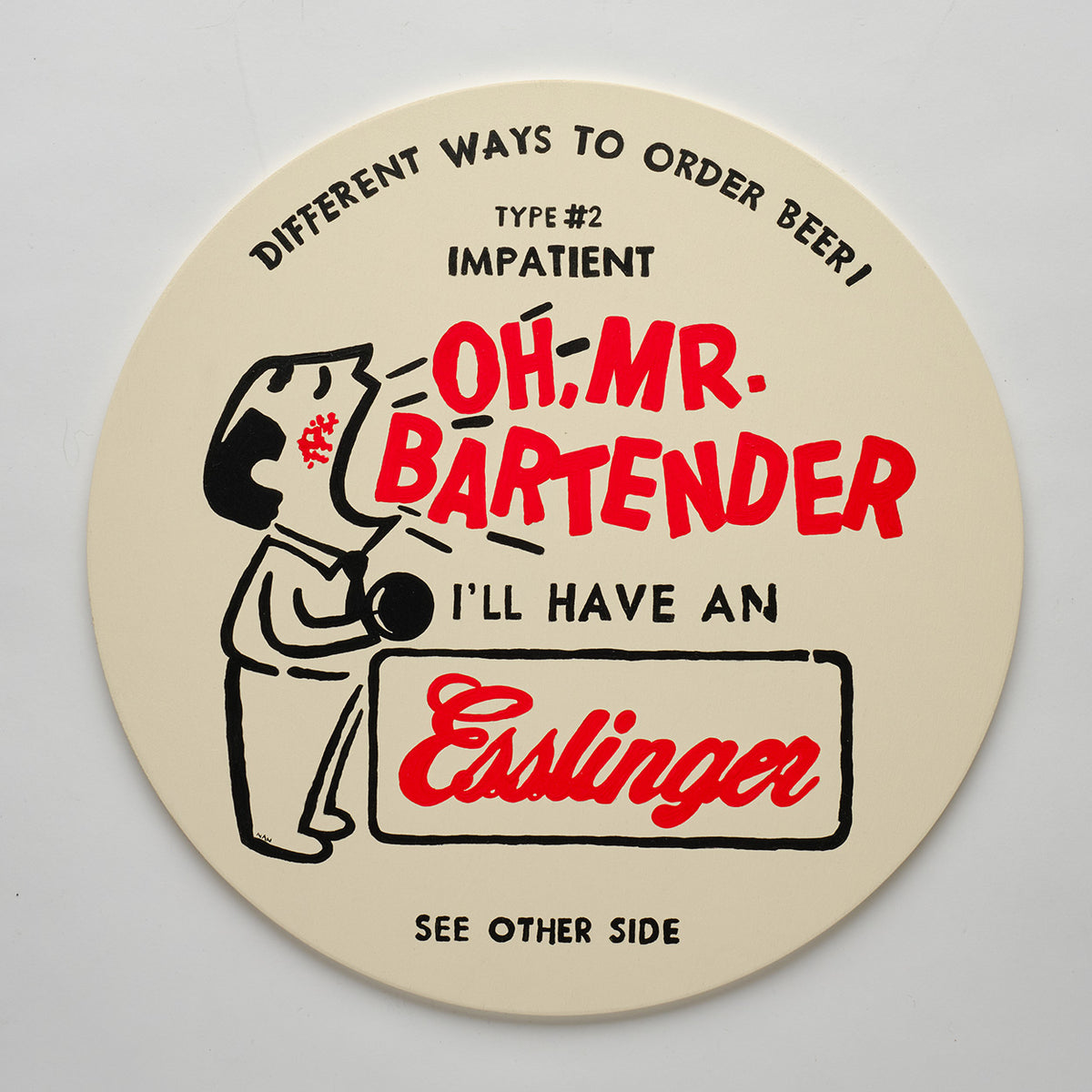 Oversized, Nan-Painted Esslinger Beer Coaster
