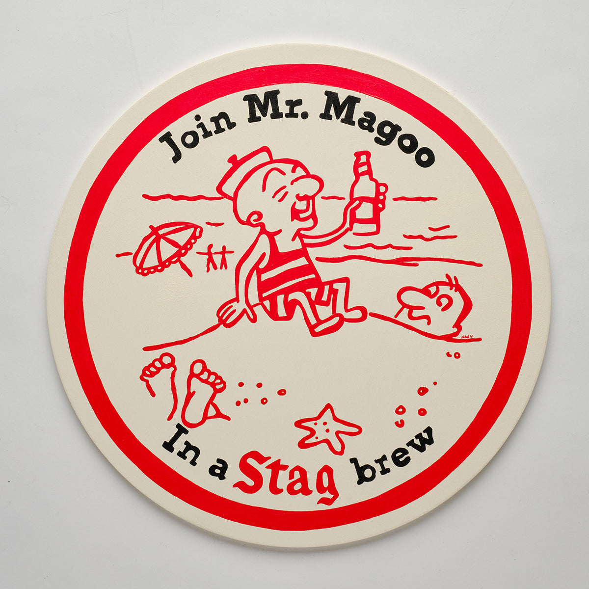 Oversized, Nan-Painted Stag Brew Beer Coaster