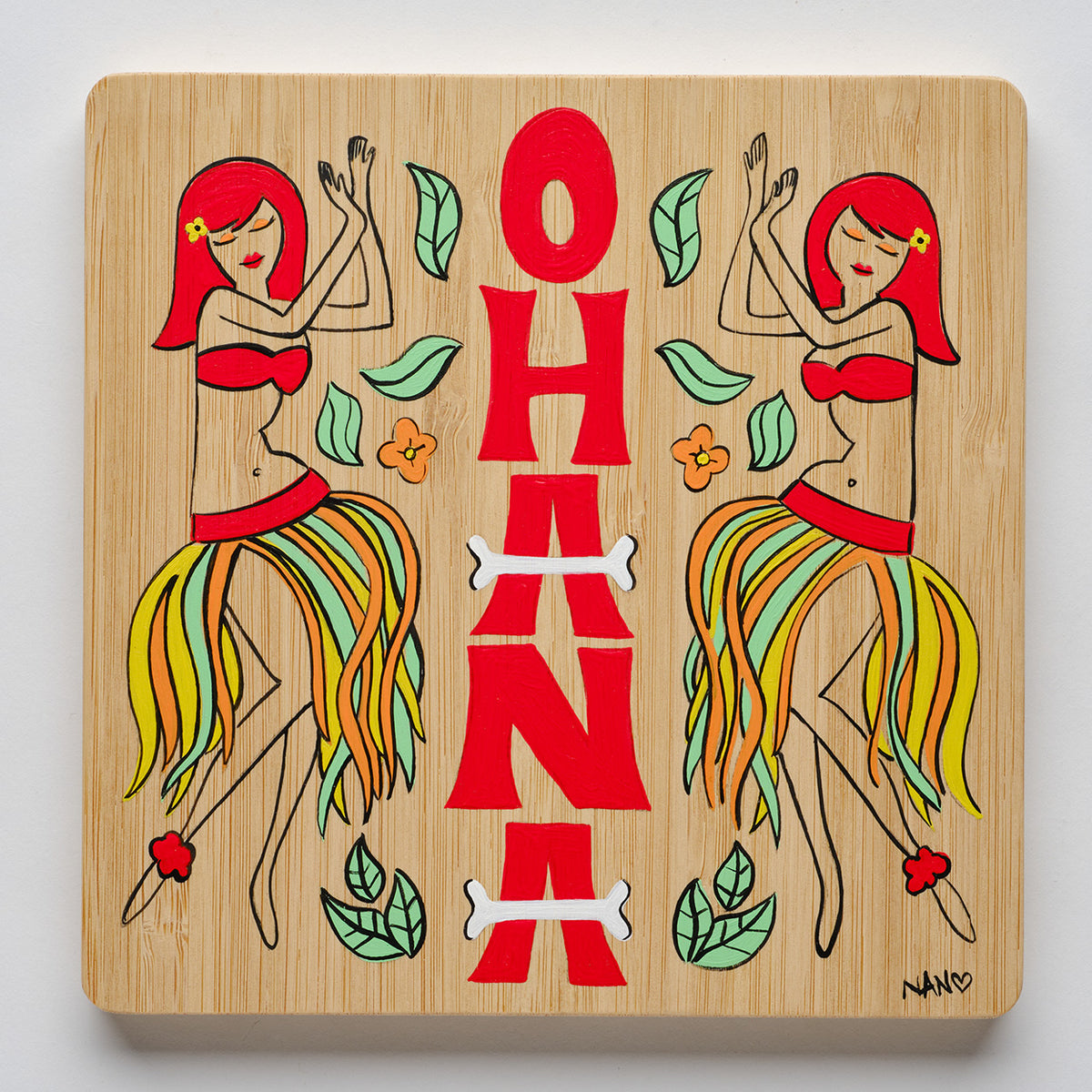 Ohana Bali Hai - 6”x6” Original Painting on Bamboo
