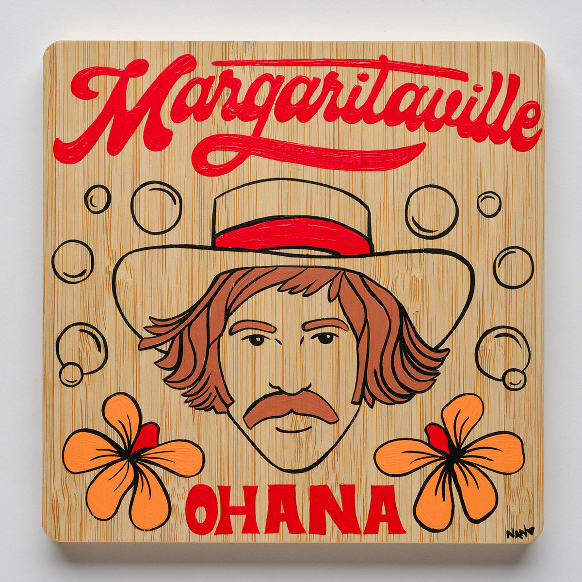 Jimmy Buffett - 6”x6” Original Painting on Bamboo
