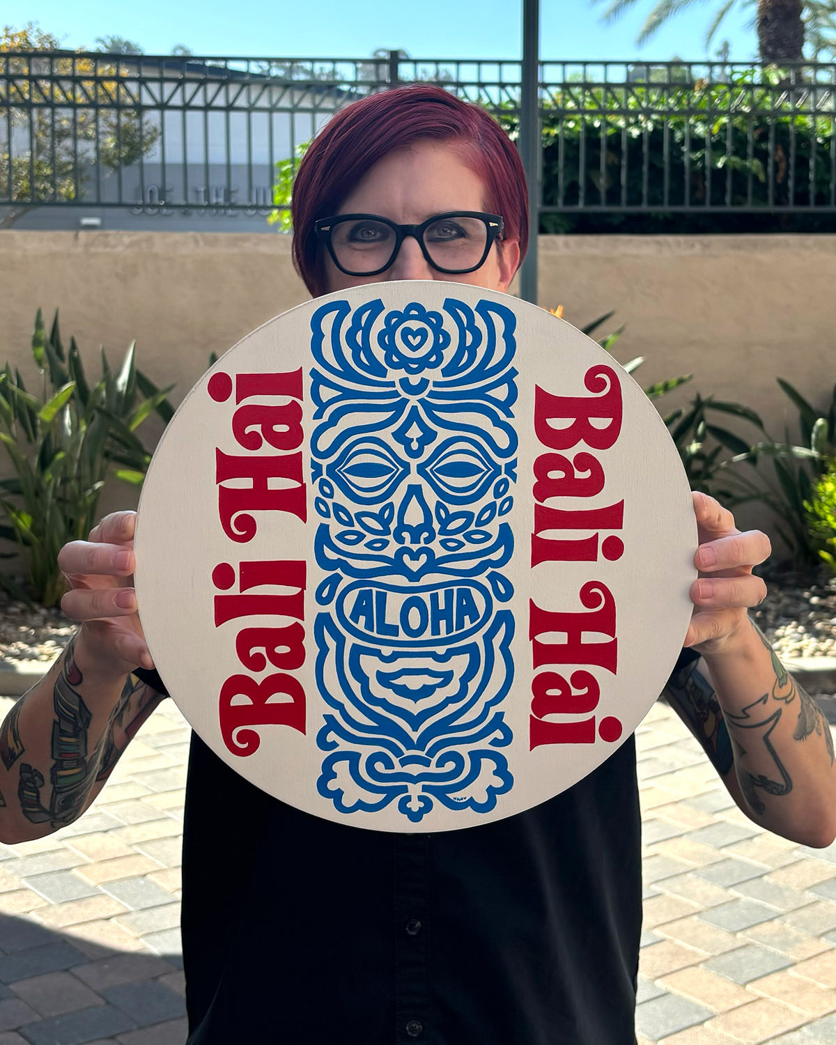 Oversized, Nan-Painted Bali Hai Tiki Cocktail Coaster