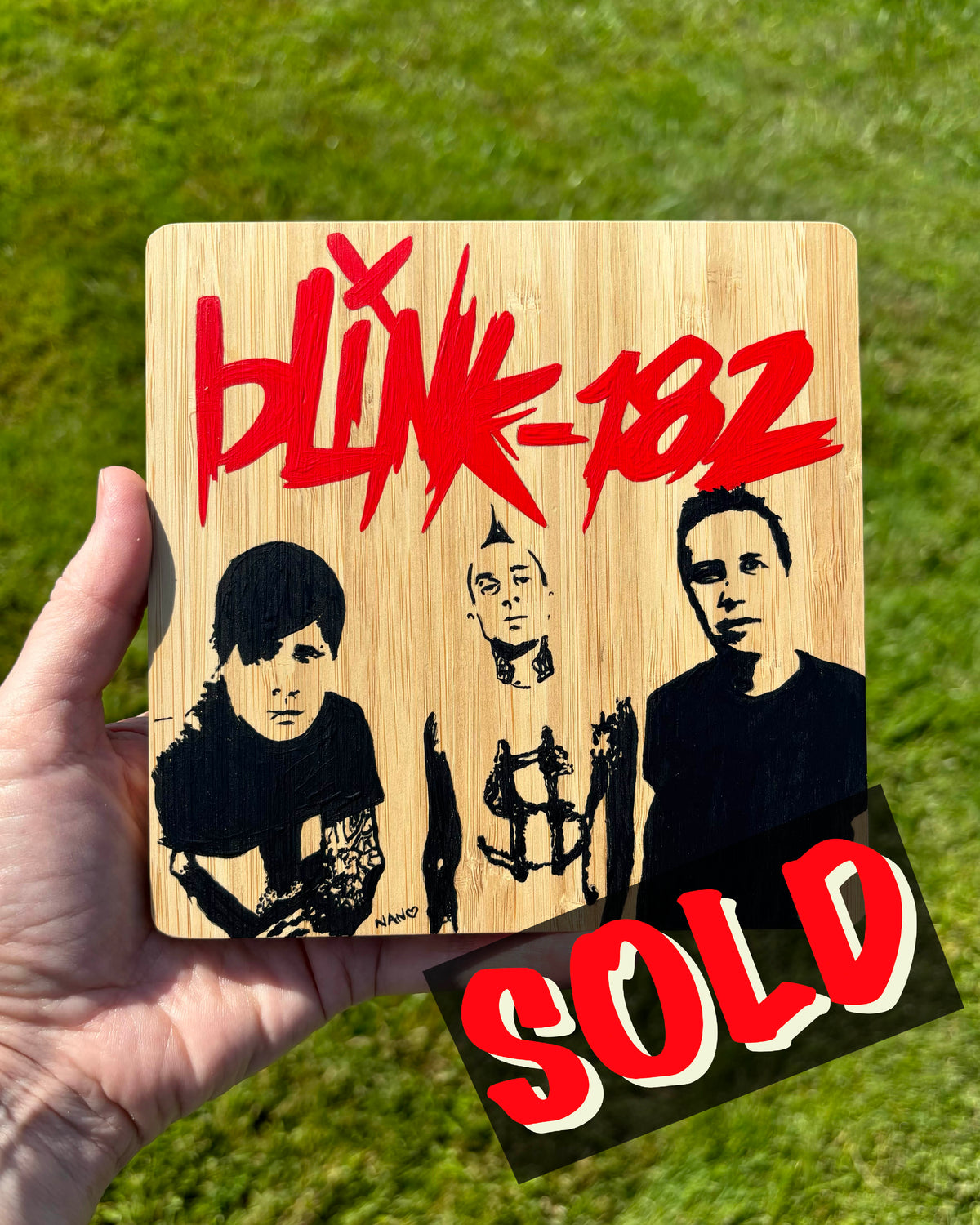Blink-182 - 6”x6” Original Painting on Bamboo