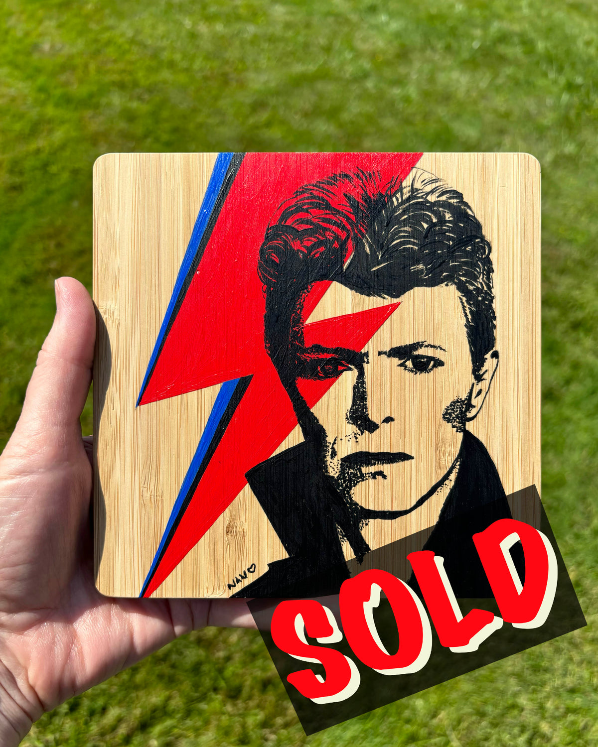 Bowie - 6”x6” Original Painting on Bamboo