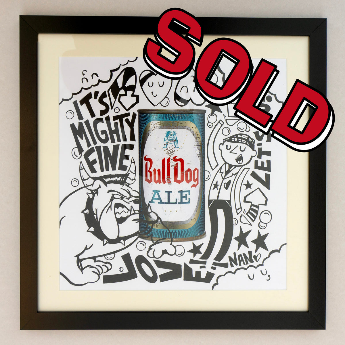 Bulldog Ale Beer Can Mixed Media on Paper