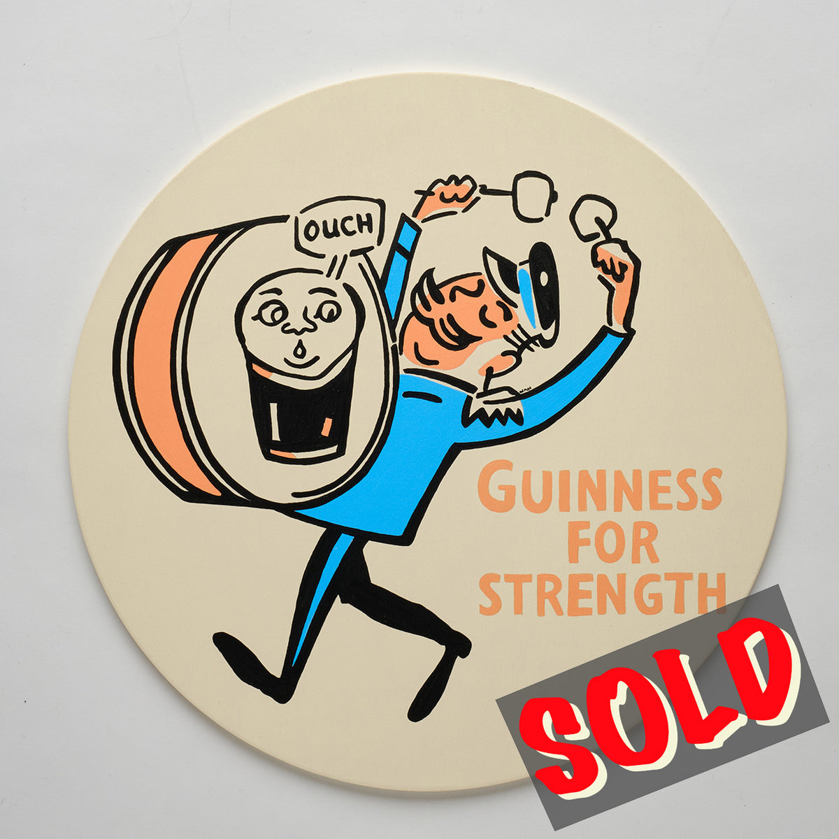 Oversized, Nan-Painted Guinness Beer Coaster