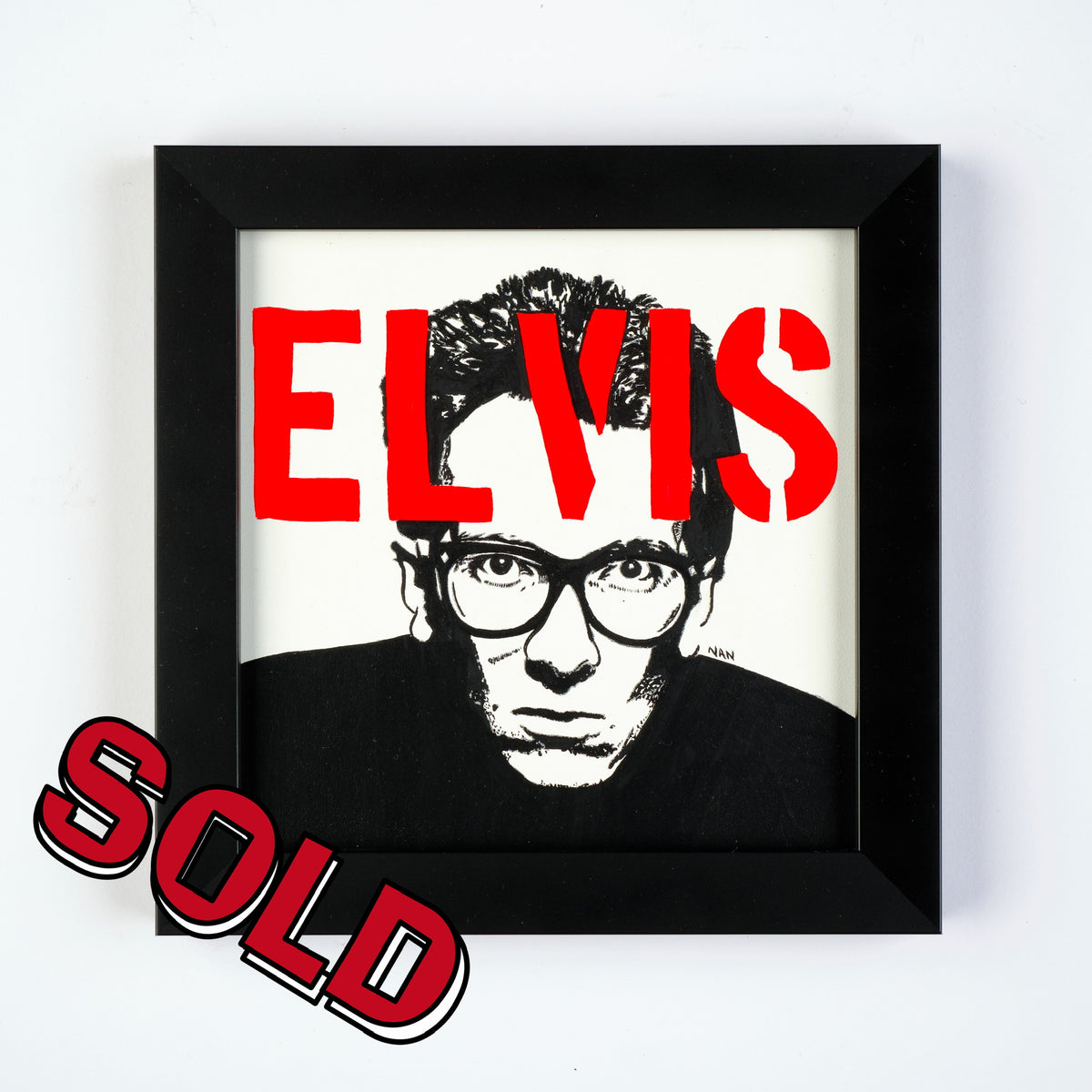 Elvis - 6”x6” Framed Original Painting