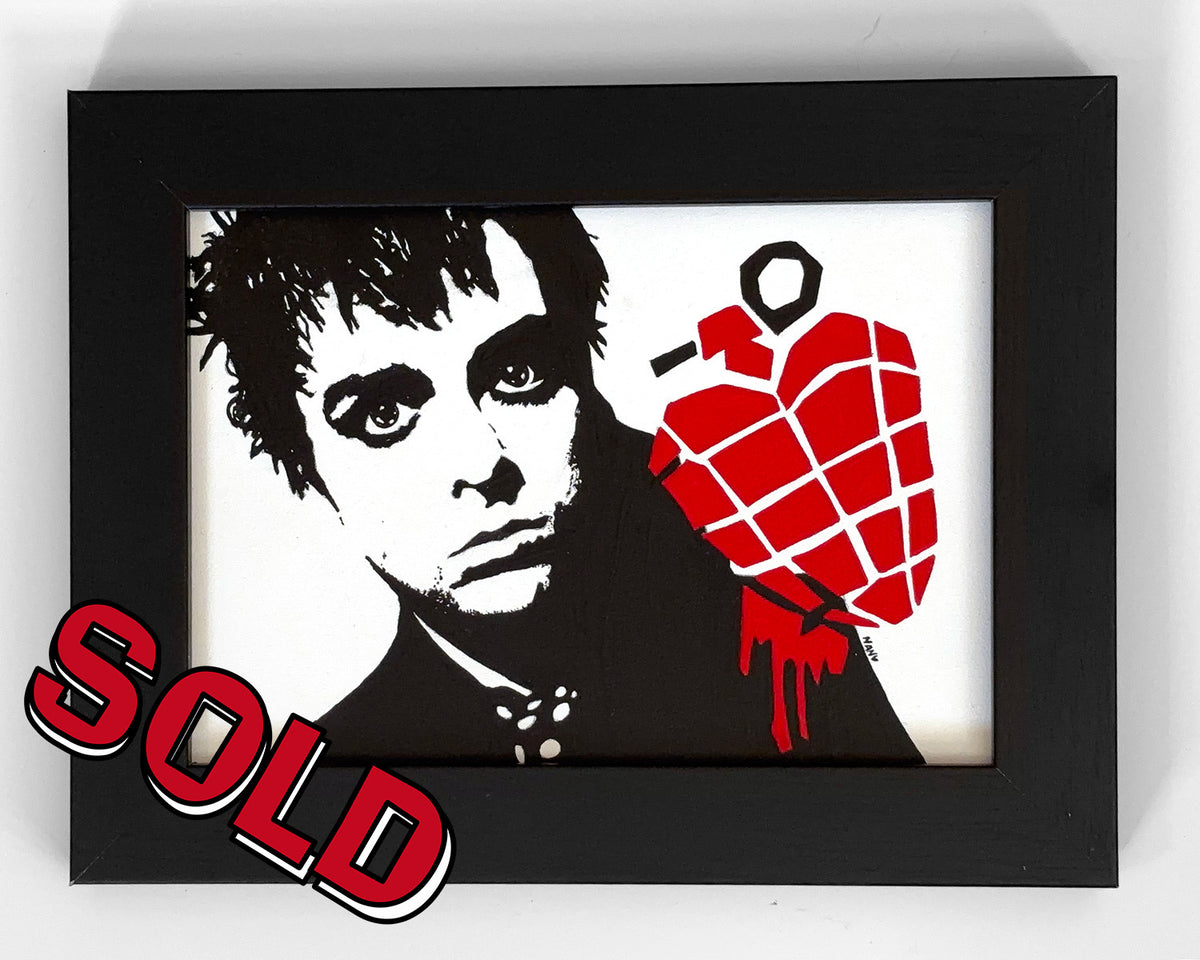 Billy Joe Armstrong Grenade - 5”x7” Framed Original Painting