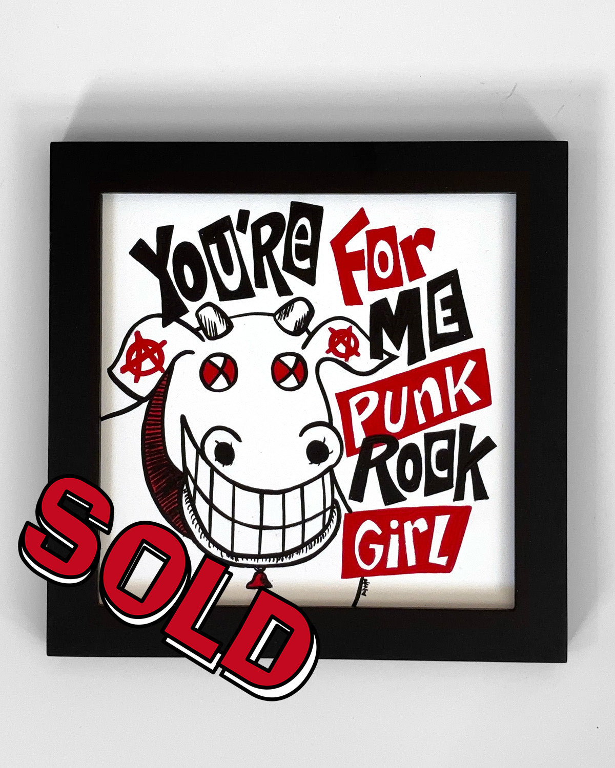 Dead Milkmen "Punk Rock Girl" - 6”x6” Framed Original Painting