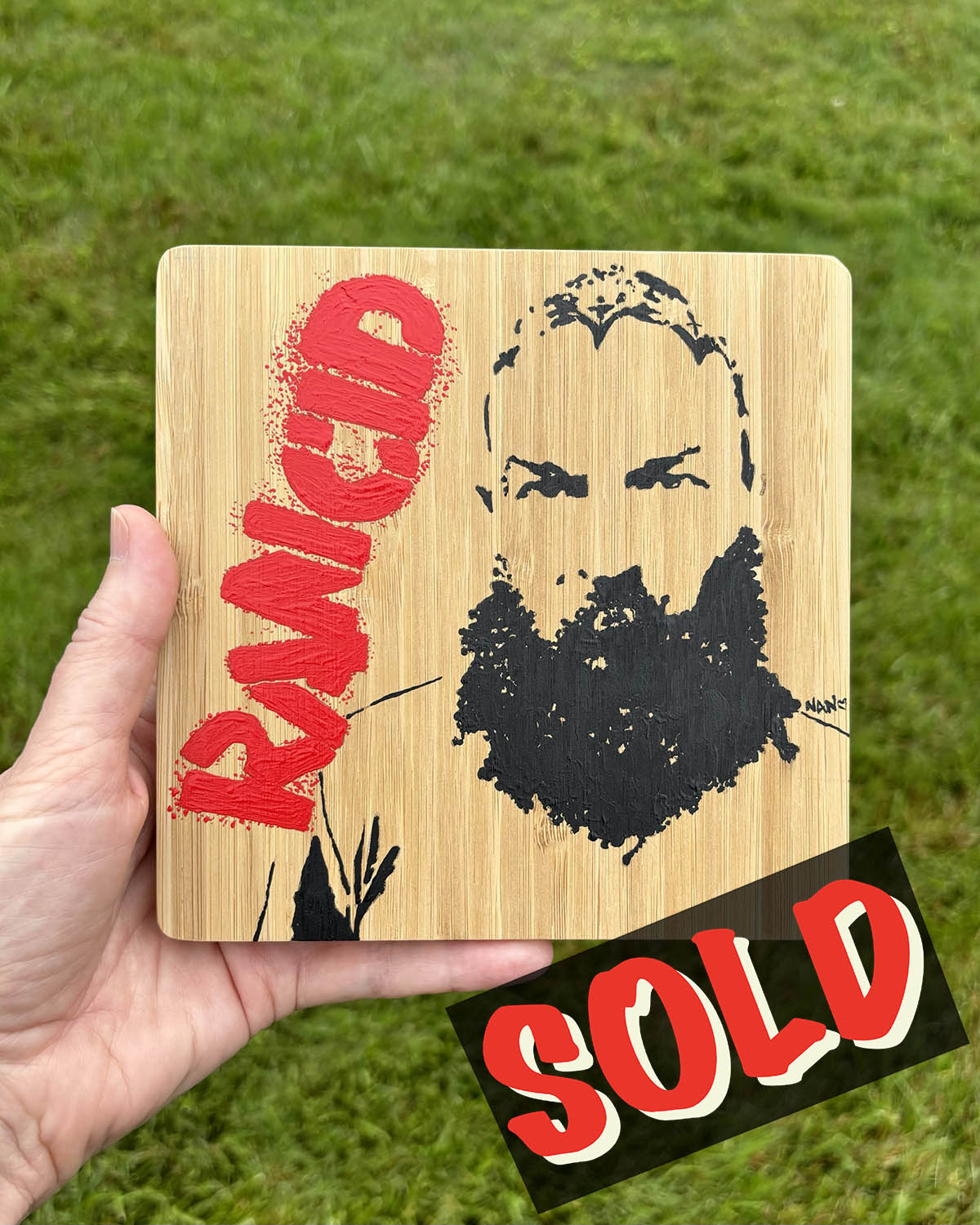 Tim No. 2 - 6”x6” Original Painting on Bamboo