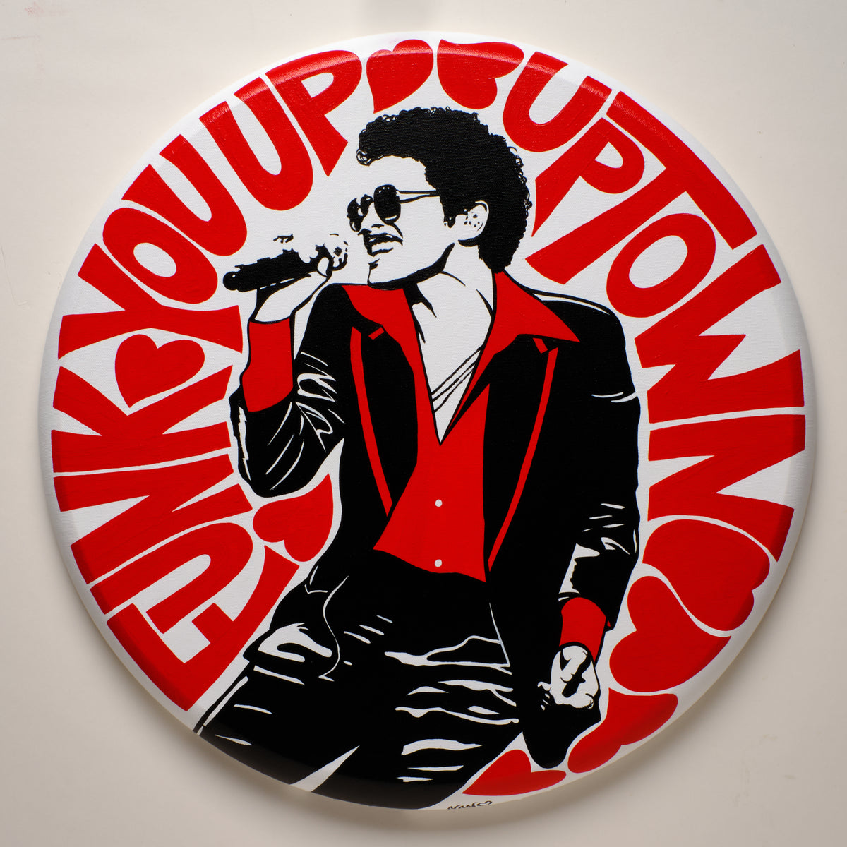 Uptown Funk (Bruno Mars) – ORIGINAL ACRYLIC PAINTING ON 20" ROUND CANVAS