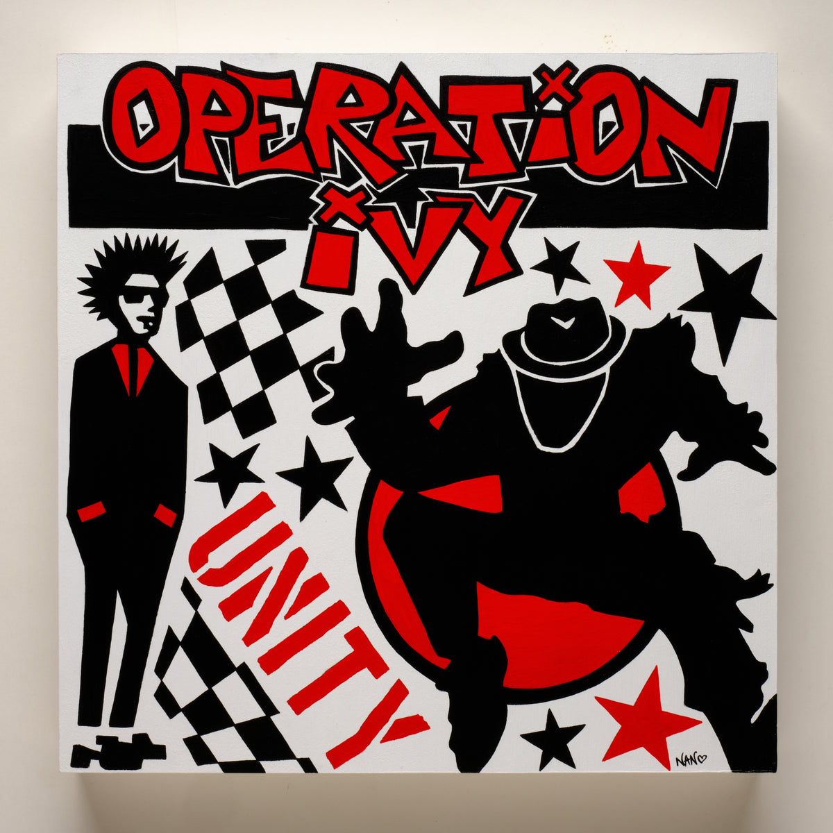 Unity (Operation Ivy) – ORIGINAL ACRYLIC PAINTING ON 12"×12"×1.5" GESSOBORD (CRADLED)