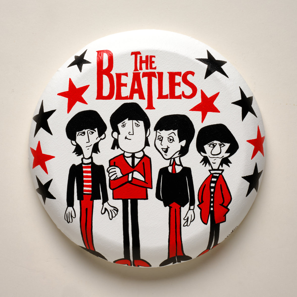 The Fab Four (The Beatles) – ORIGINAL ACRYLIC PAINTING ON 8" ROUND CANVAS