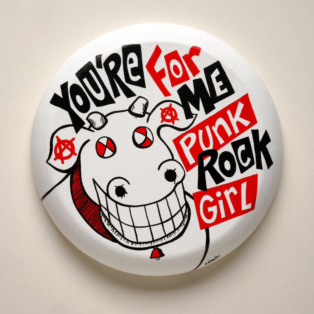 Punk Rock Girl (Dead Milkmen) – ORIGINAL ACRYLIC PAINTING ON 8" ROUND CANVAS