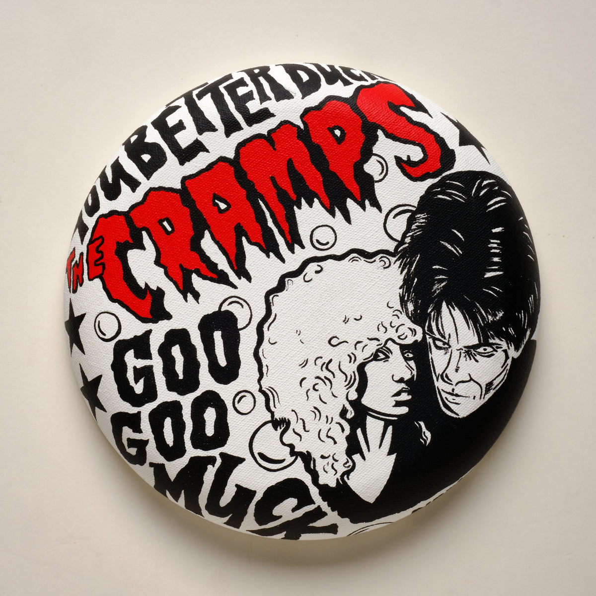 Goo Goo Muck (The Cramps) – ORIGINAL ACRYLIC PAINTING ON 8" ROUND CANVAS