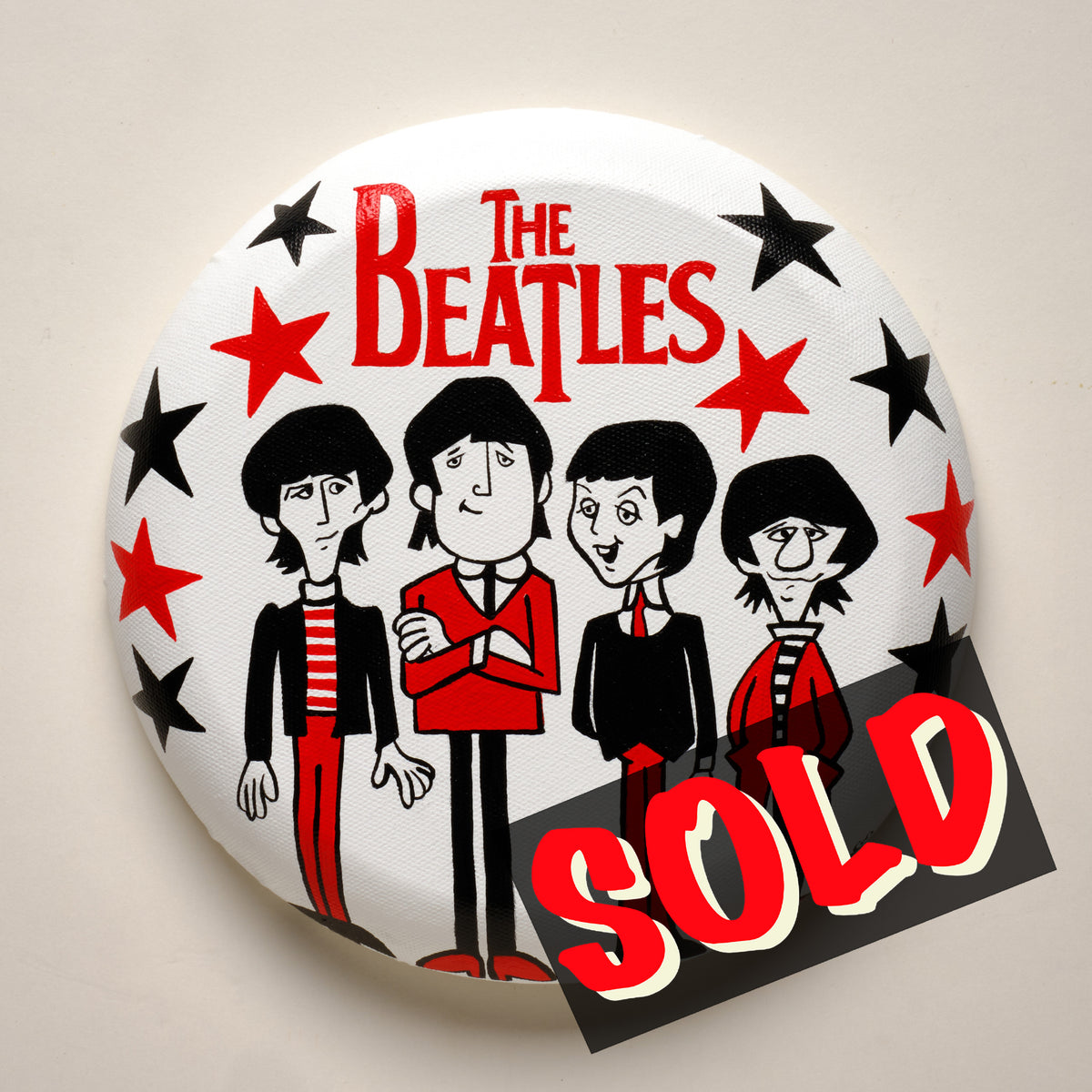 The Fab Four (The Beatles) – ORIGINAL ACRYLIC PAINTING ON 8" ROUND CANVAS