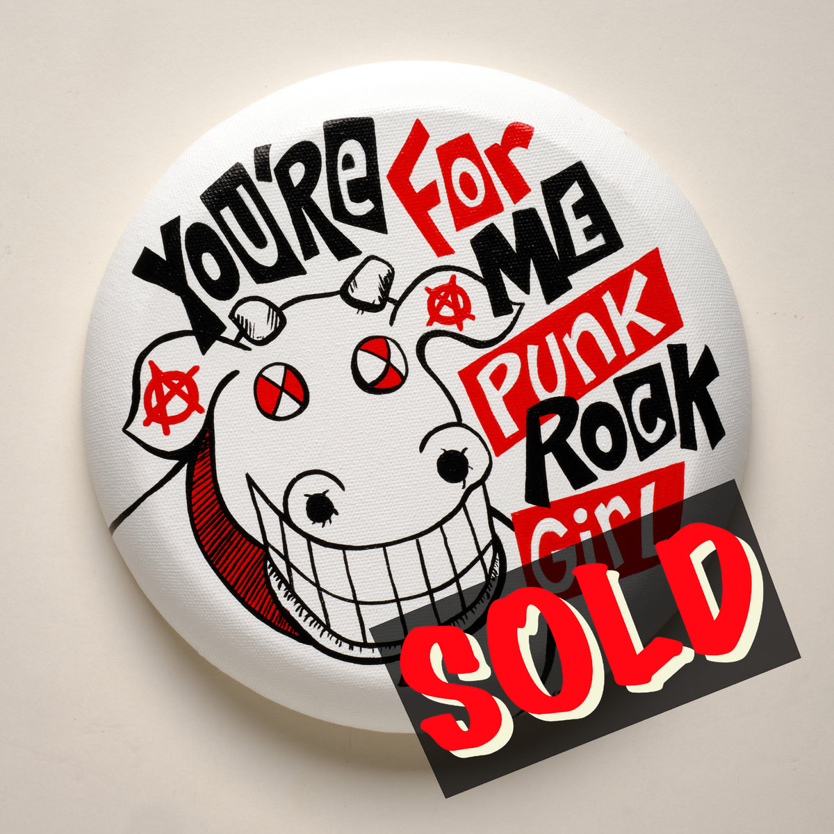 Punk Rock Girl (Dead Milkmen) – ORIGINAL ACRYLIC PAINTING ON 8" ROUND CANVAS