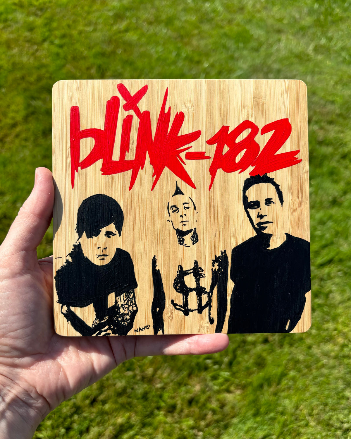 Blink-182 - 6”x6” Original Painting on Bamboo