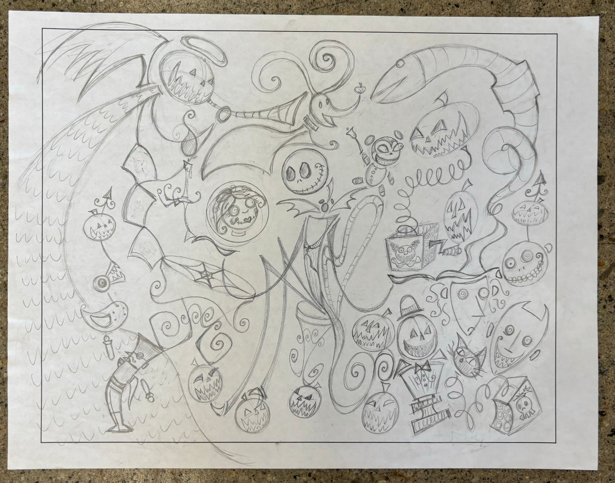 RARE “Haunted Holiday” Original Drawing/Concept Art