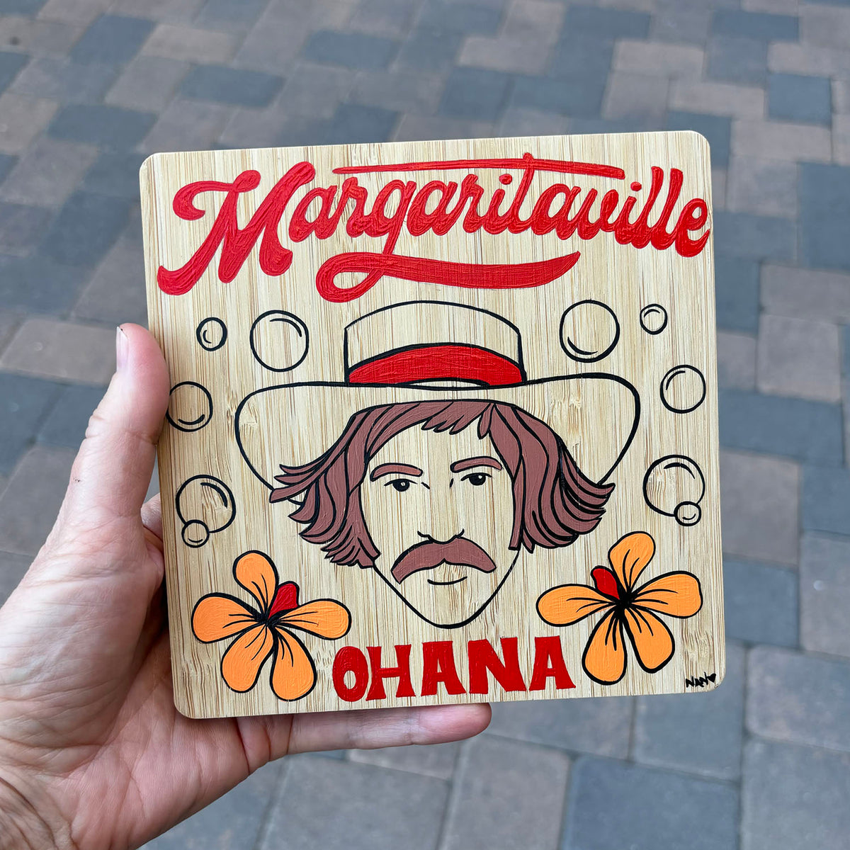 Jimmy Buffett - 6”x6” Original Painting on Bamboo