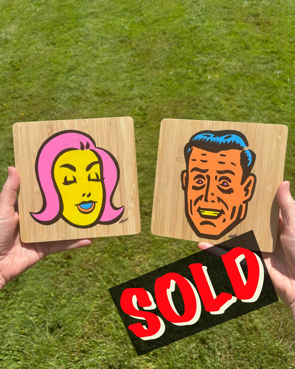 LTJ Pop Duo - Set of Two 6”x6” Original Paintings on Bamboo