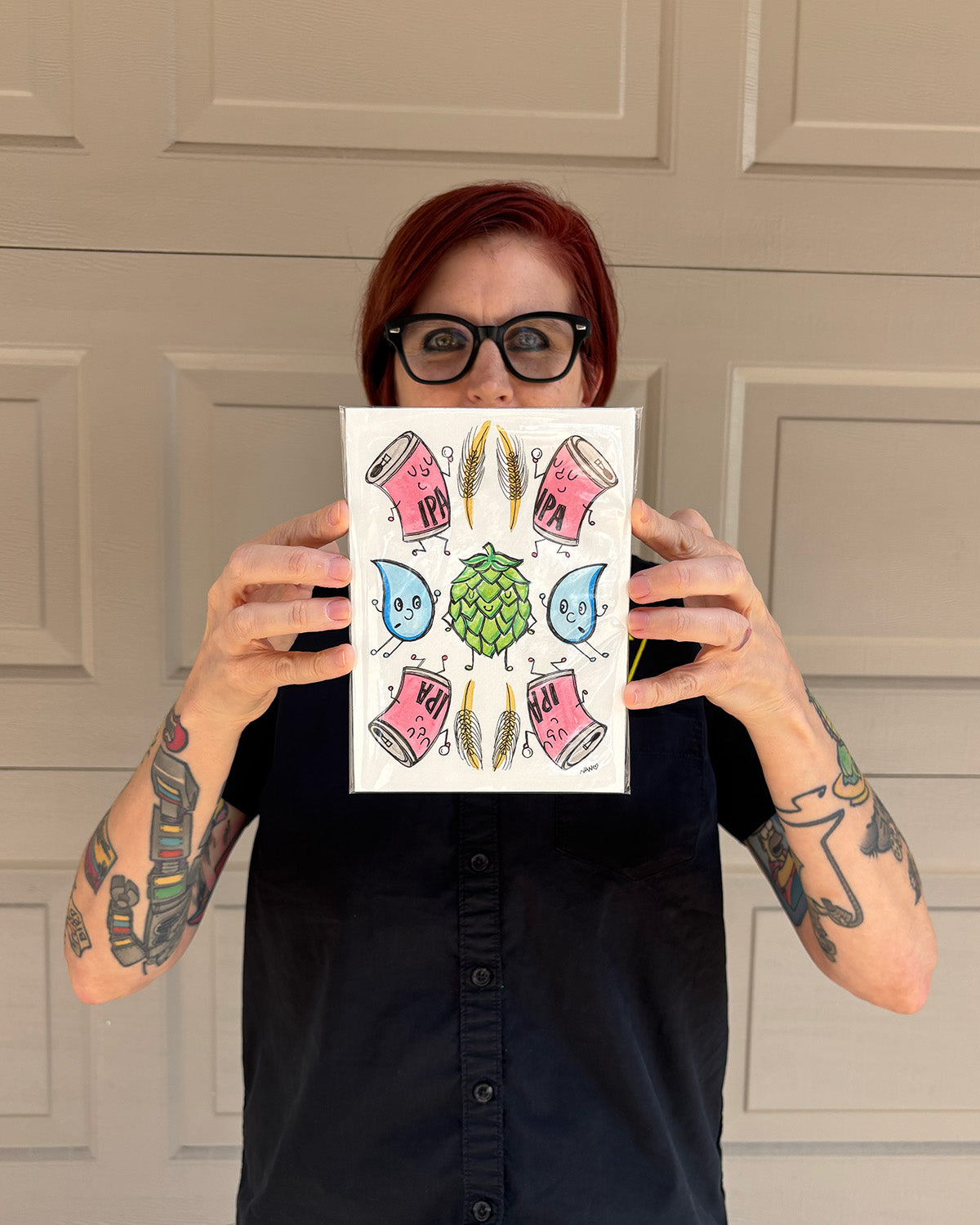 Grab n Go! Signed Watercolor + Ink Original - I ❤️ IPAs #1