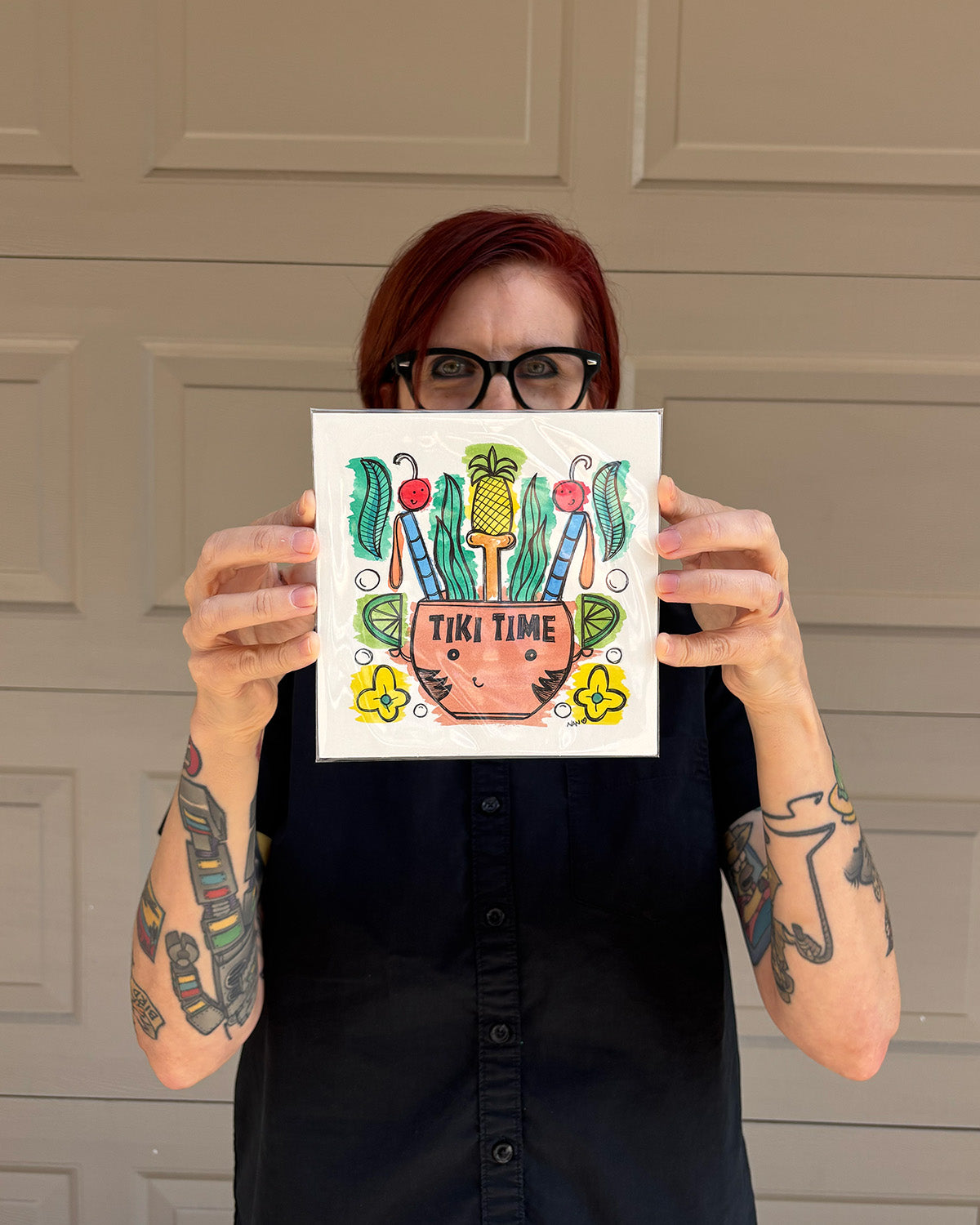 Grab n Go! Signed Watercolor + Ink Original - Tiki Time #1