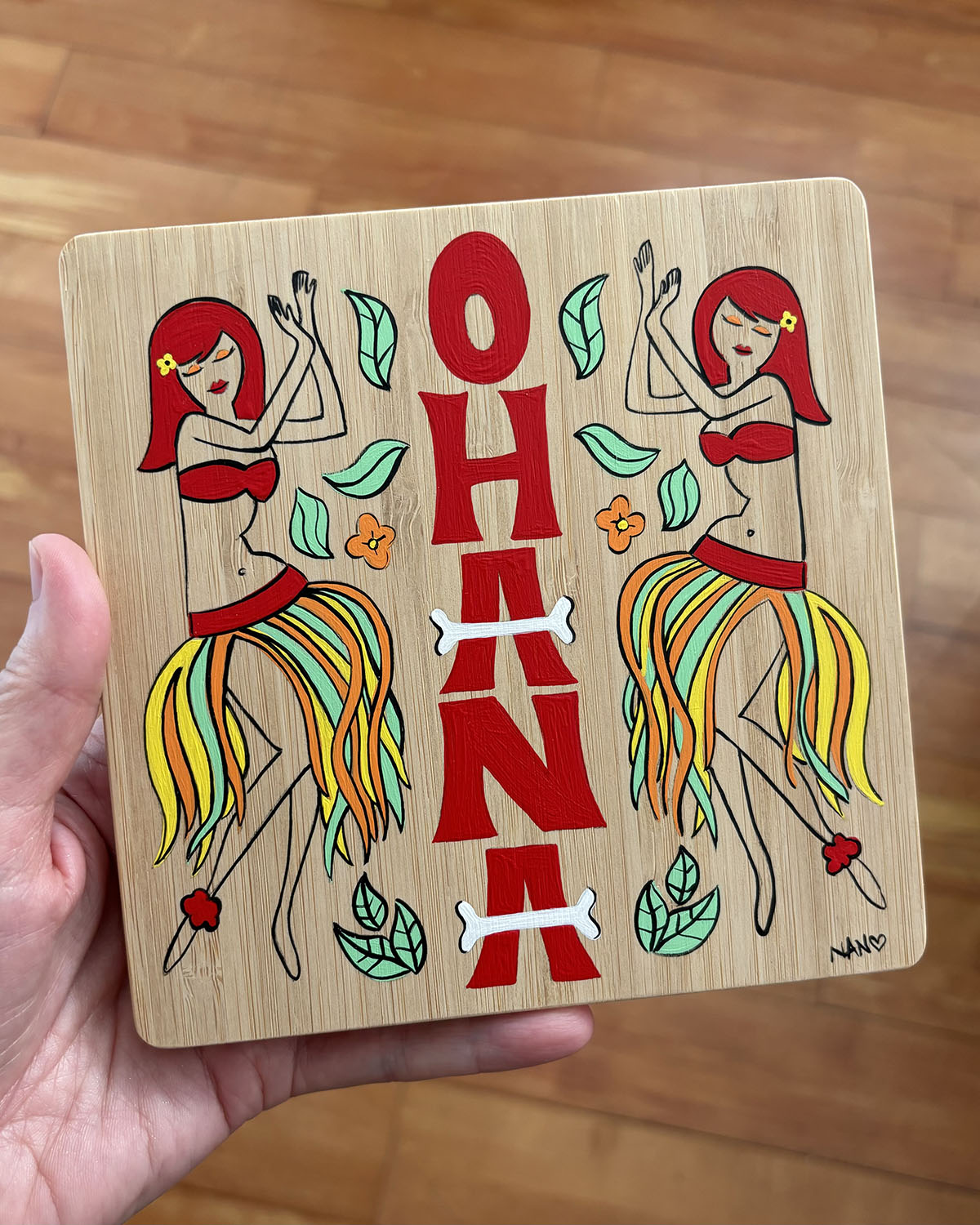 Ohana Bali Hai - 6”x6” Original Painting on Bamboo
