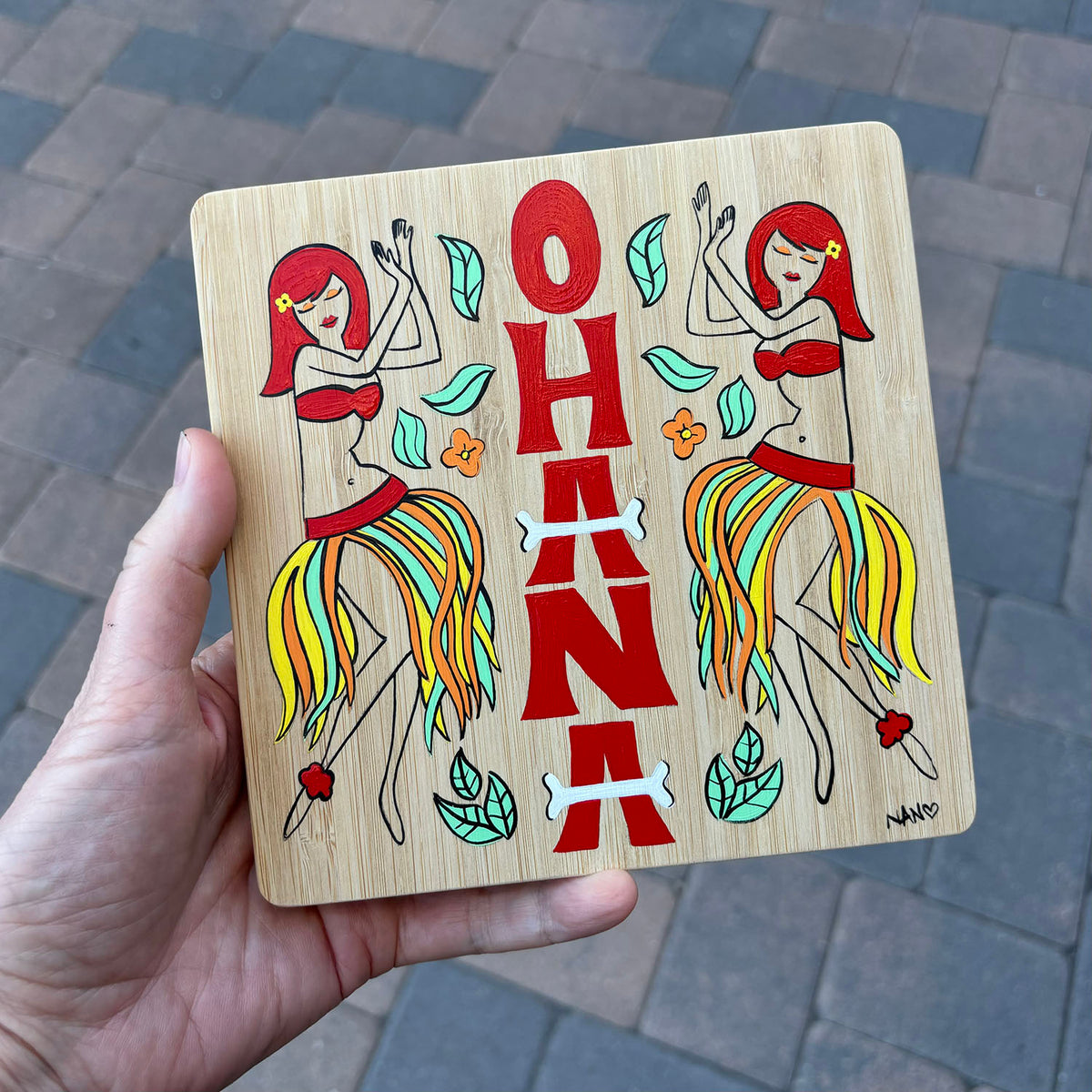 Ohana Bali Hai - 6”x6” Original Painting on Bamboo