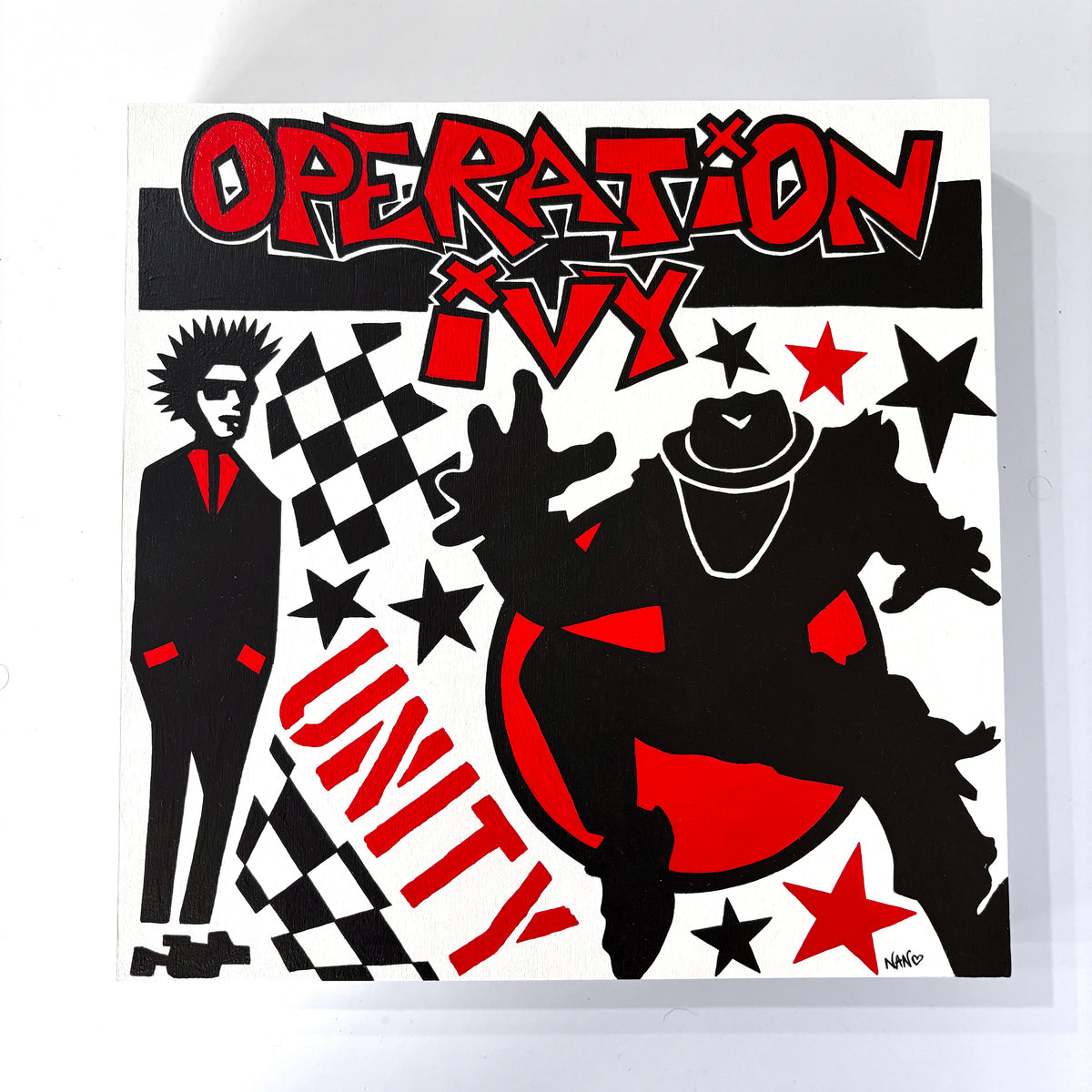 Unity (Operation Ivy) – ORIGINAL ACRYLIC PAINTING ON 12&quot;×12&quot;×1.5&quot; GESSOBORD (CRADLED)