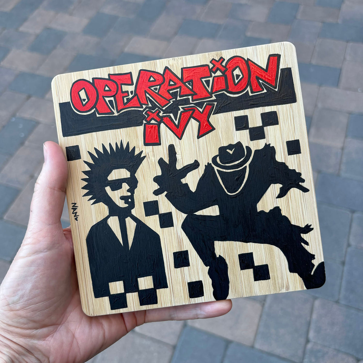 Op ivy - 6”x6” Original Painting on Bamboo