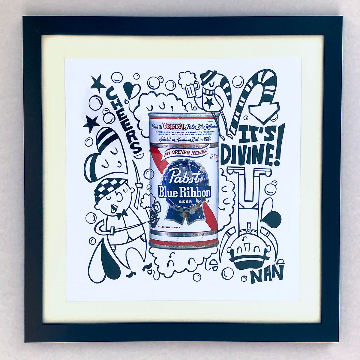 Pabst Blue Ribbon Beer Can Mixed Media on Paper