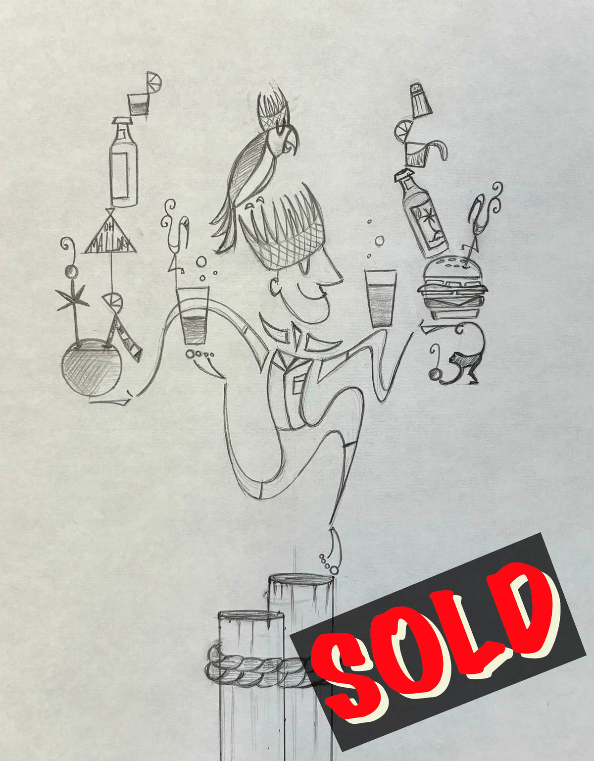 RARE “The Pineapple King” Original Drawing/Concept Art