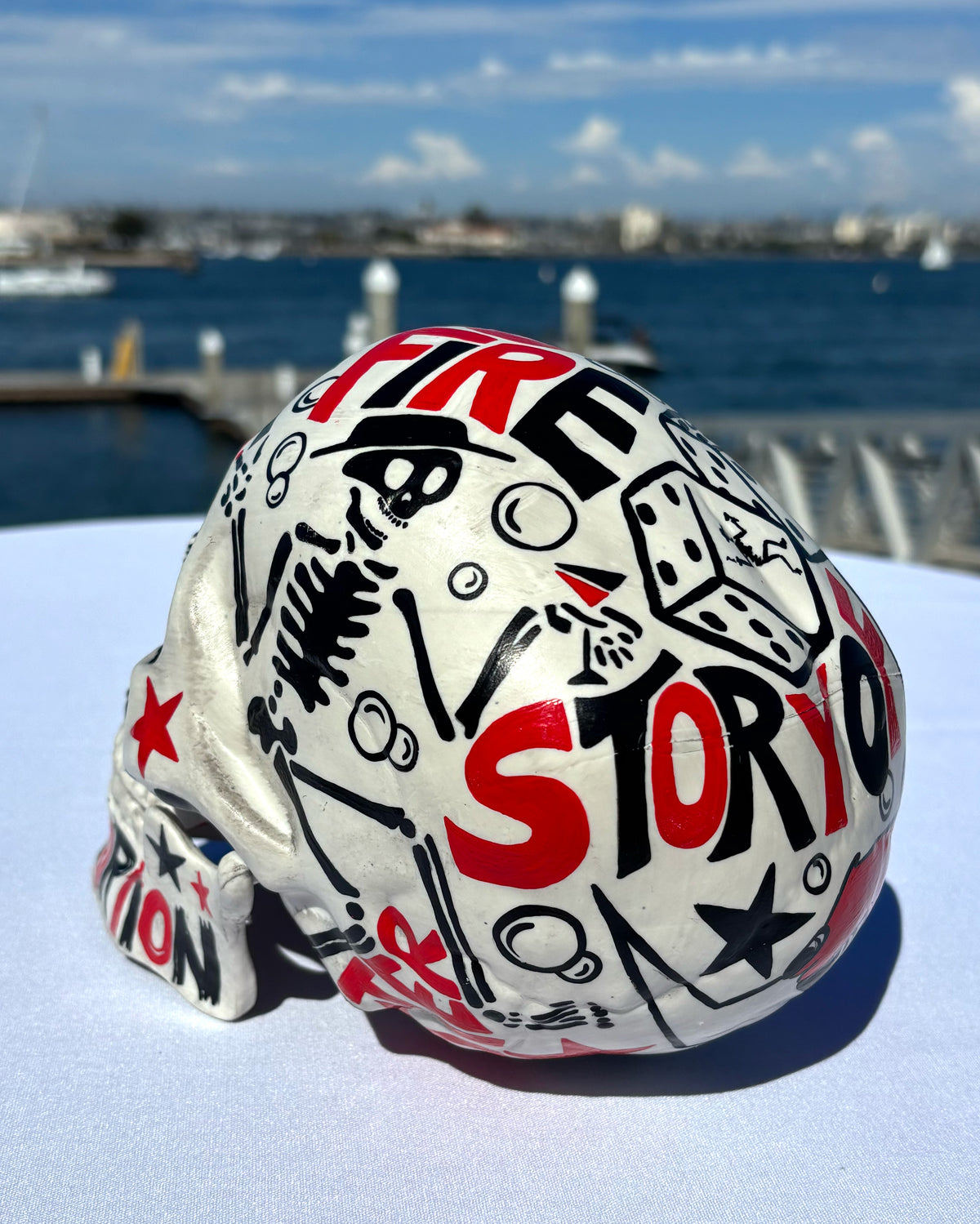 The Social D Skull 2026 - hand-painted resin skull by Nan Coffey
