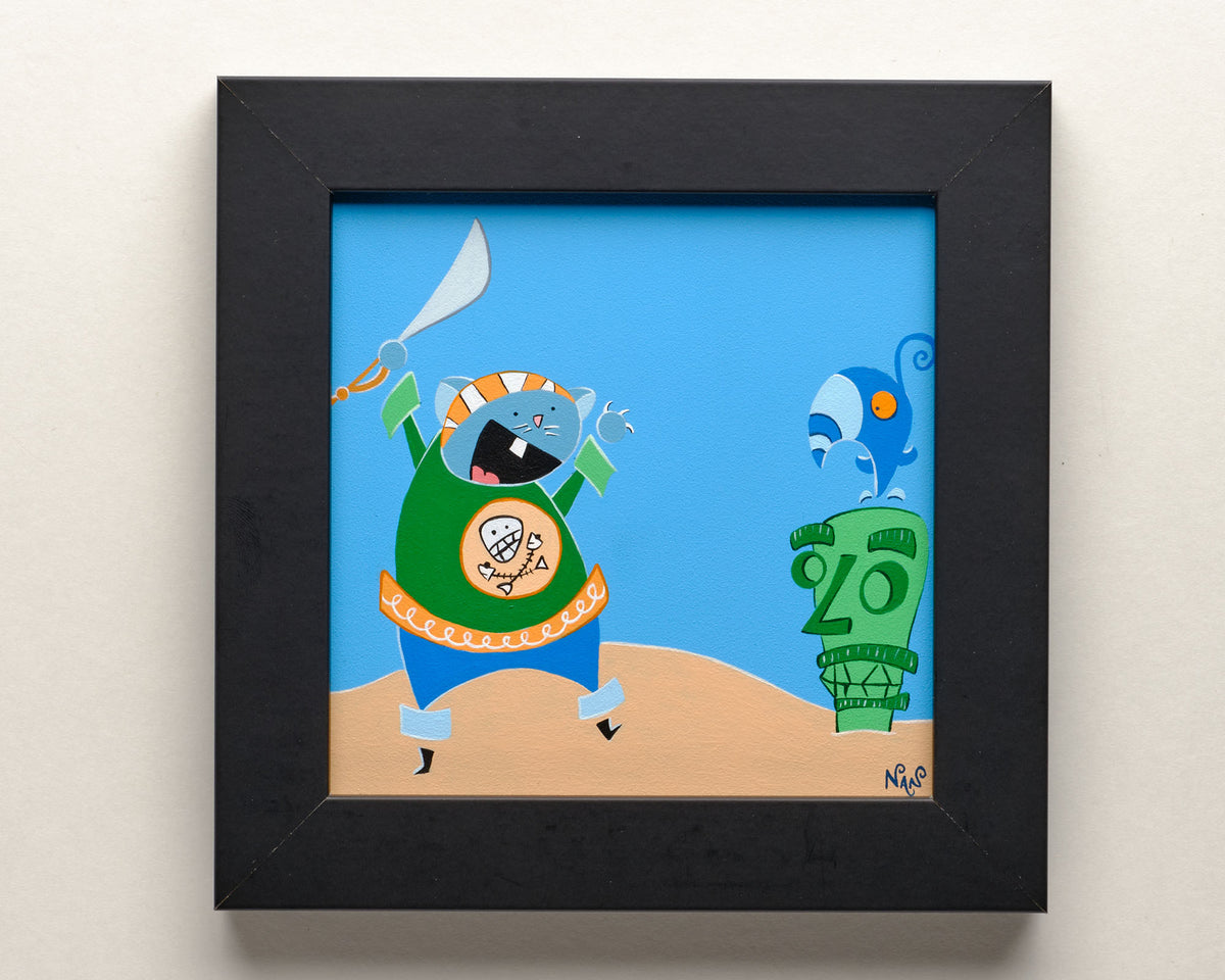 Yaaar Cats! No 2.  - 5”x5” Framed Original Painting
