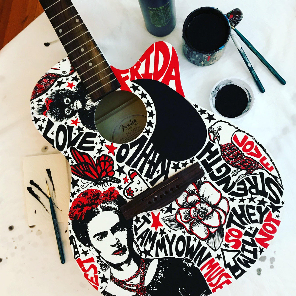 Frida Kahlo Guitar - The Art Of Nan Coffey