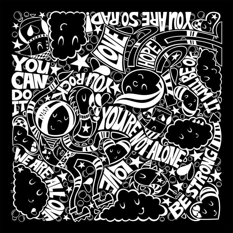 BLACK You're Not Alone Signed PRINT - The Art Of Nan Coffey