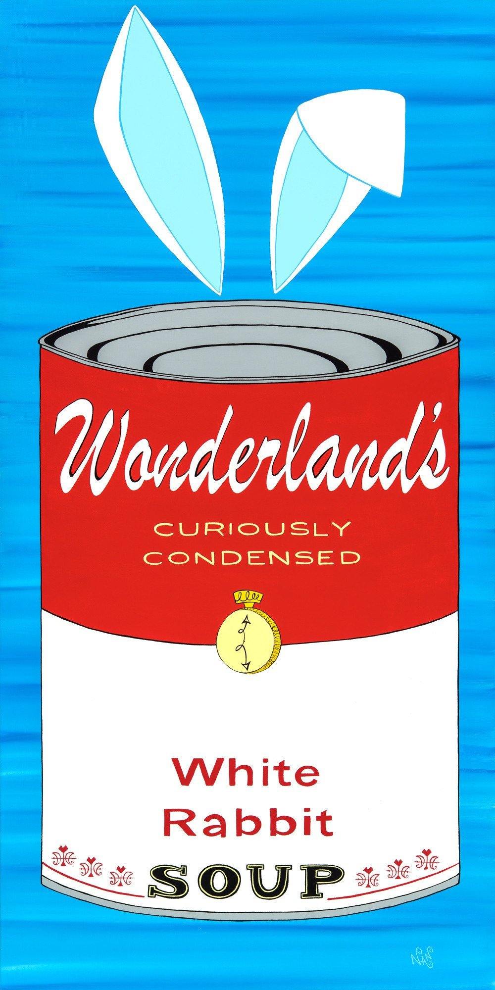 White Rabbit Wonderland Soup Can - Signed Prints | Fine Art and Limited Edition Prints | The Art Of Nan Coffey