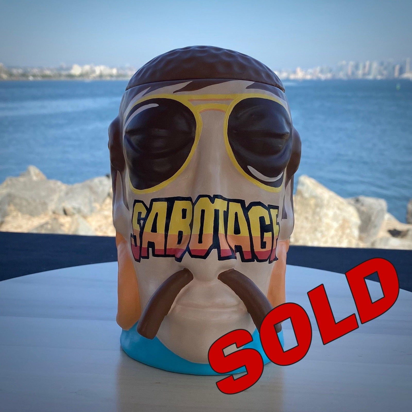 Nan-Painted  Sabotage x Mr. Bali Hai Ceramic Mug - The Art Of Nan Coffey